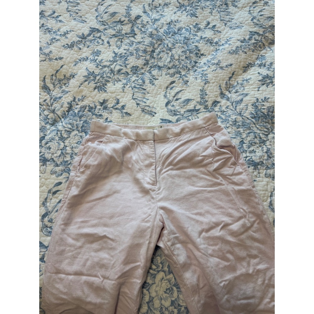 Abercrombie & Fitch Curve Love Light Pink Linen Blend Wide Leg Pants Size 28 6R - Picture 4 of 11